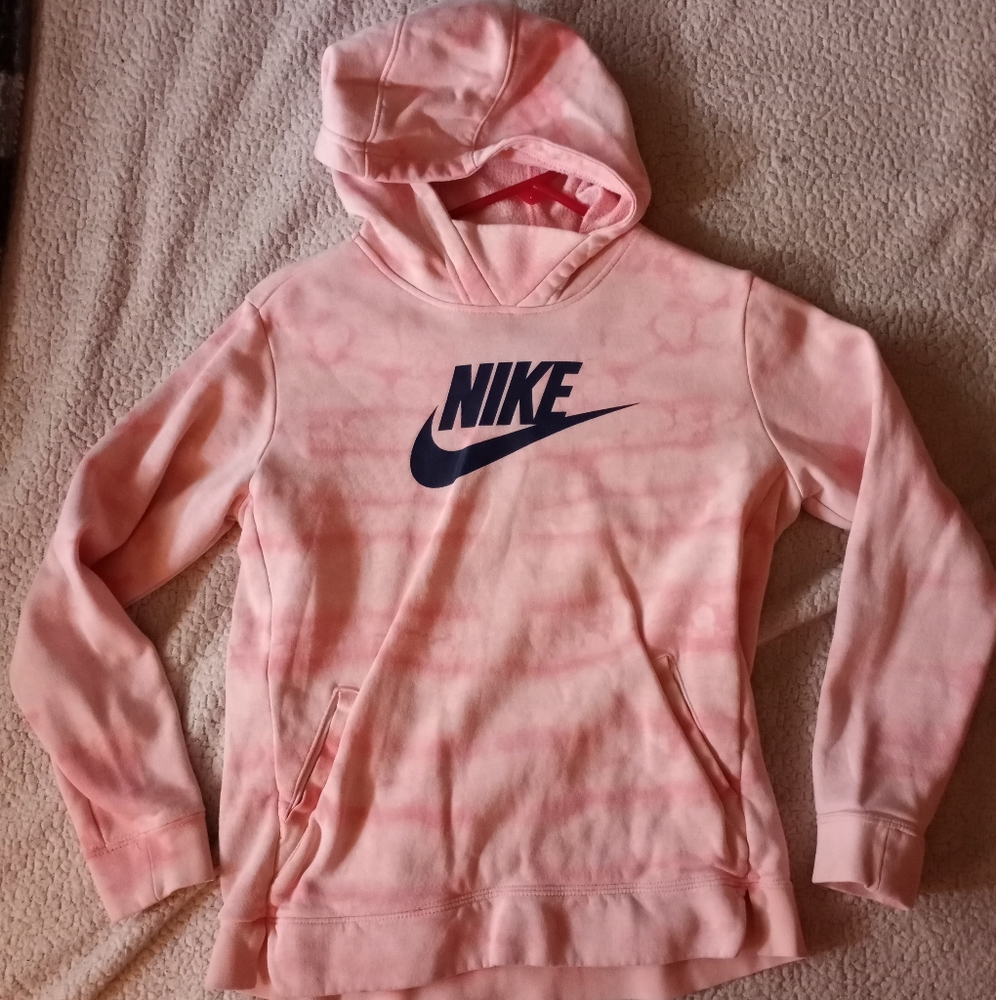 Custom Nike X HTV "Pink clouds" Bleach dye Hoodie